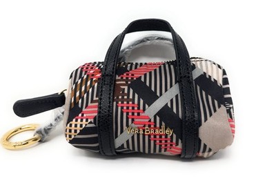 Vera Bradley Sofia Plaid Duffel Bag Charm Keychain Fob Coin Purse EUC