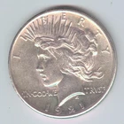 1921-P U.S. PEACE SILVER DOLLAR - KEY DATE - DING ON REVERSE RIM - EXTRA FINE