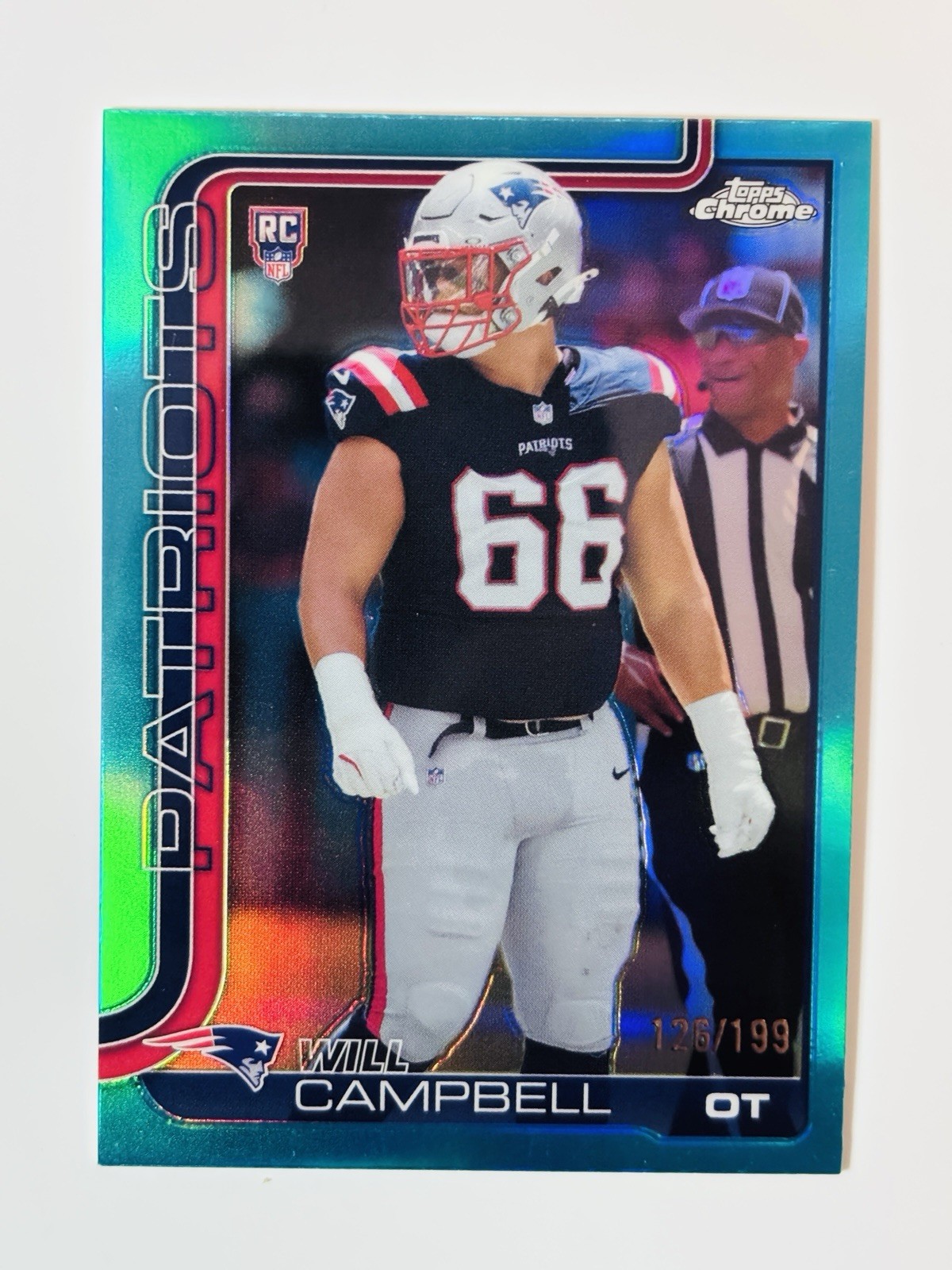 2025 Topps Chrome NFL Will Campbell #379 Aqua Wave Refractor /199 RC