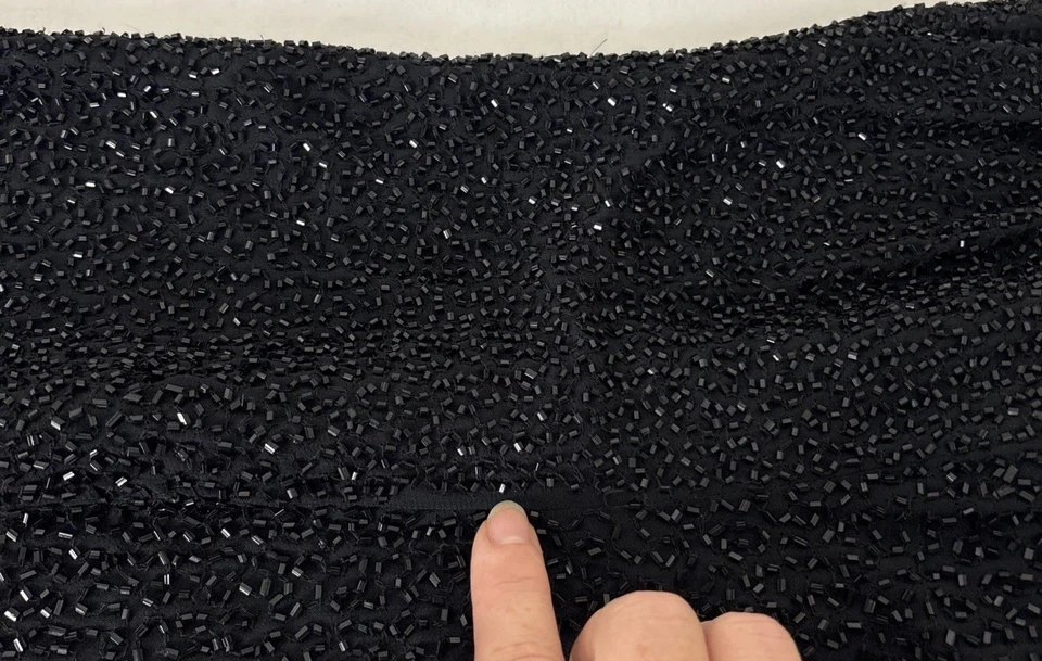 Vtg 90s Y2K Jump Apparel Formal Maxi Dress Beaded 5/6 Black Witchy - Image 2 of 4