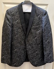 MOD Mark of Distinction Black/Gray Paisley Tuxedo Jacket 38S Polyester