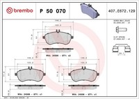 Brembo Bremsbelagsatz, Scheibenbremse P 50 070 FüR MERCEDES-BENZ