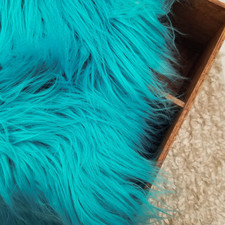 Turquoise Extra Long Pile Mongolian Faux Fur