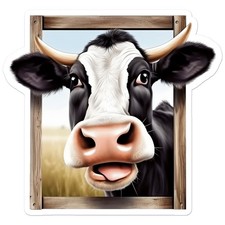 Cow In Window - Vinyl Decal Sticker - Car Window Laptop - ebn9298