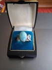 Vintage Sterling Silver Larimar Blue Ring  Size 8 6.48g