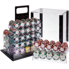 Set 1000 fiches da poker Monaco Club nuove con custodia acrilica - scegli i tagli!