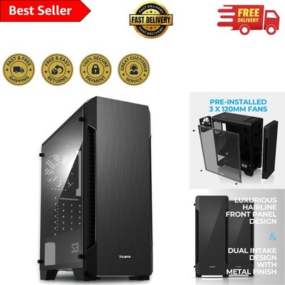 Elegant S3 ATX Mid-Tower PC Case: Full Acrylic Panel, 3x 120mm Fans Included