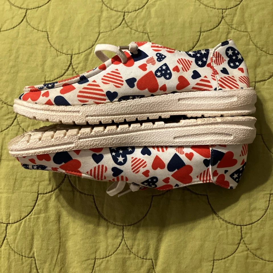 Zapatos de corazón ligeros transpirables rojos blancos azules talla 32 para niños Foto 3 de 4