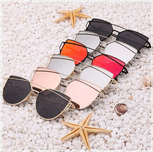 Retro Fashion Mirror Lenses Women Sunglasses Christian Designer Cat Eye Vintage