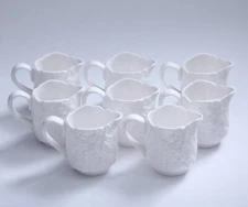 Set of 8 Spode SAVOY WHITE Individual Creamers Cabbage Leaf