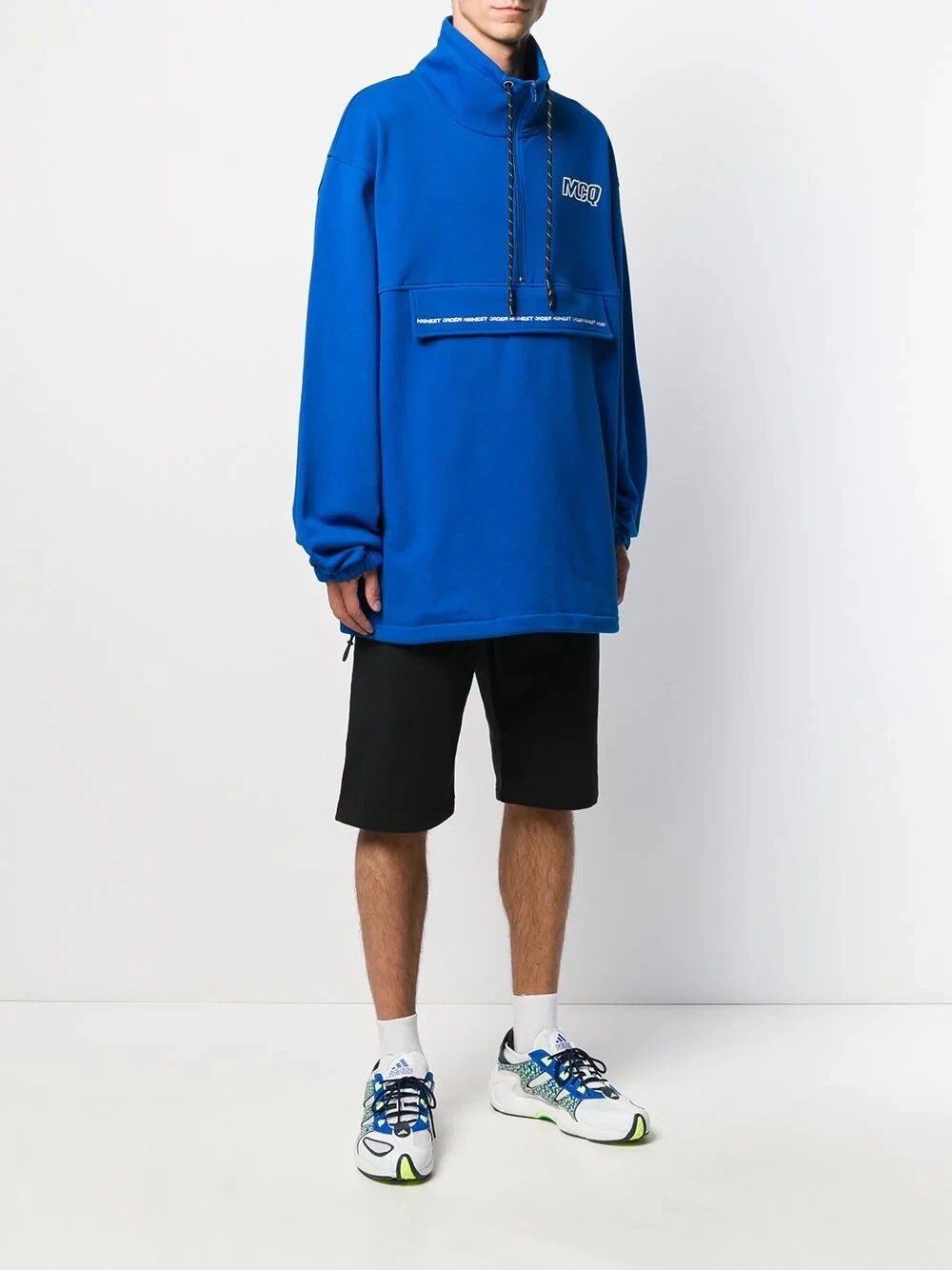 ALEXANDER MCQUEEN MCQ BLU Felpa con cordino a mezza cerniera US Large