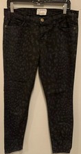 Current Elliott Skinny Stiletto Black Leopard Low Rise Jeans Size 30