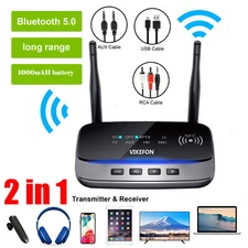 VIKEFON 262ft Long Range 5.0 BT Audio Transmitter Receiver NFC Wireless Adapter