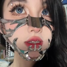 Cyberpunk Metal Mask Design Sensation Alien Fluid Mask Facial Decoration