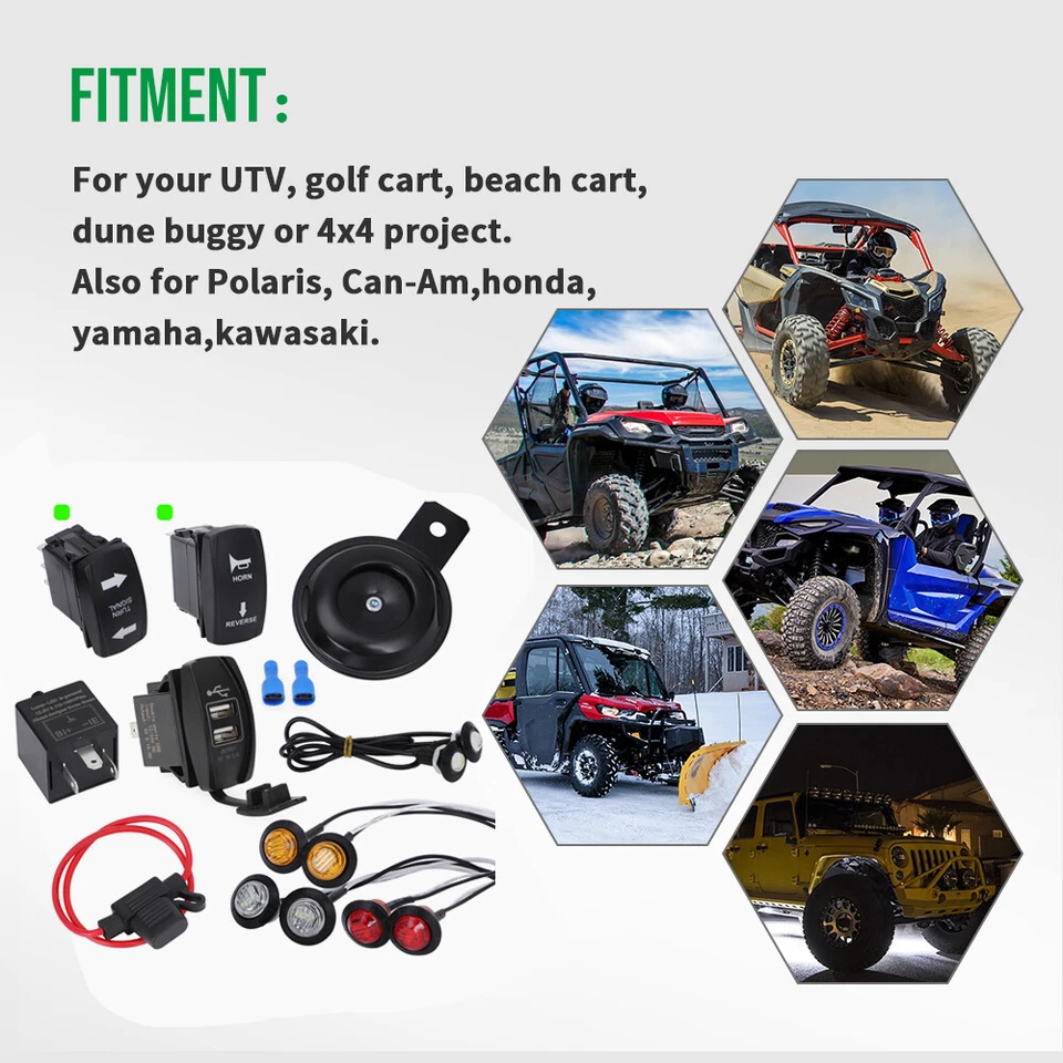 For Polaris Ranger 500 570 900 1000 xp USB Turn Signal Street Legal Blinker Kit - Image 2 of 4