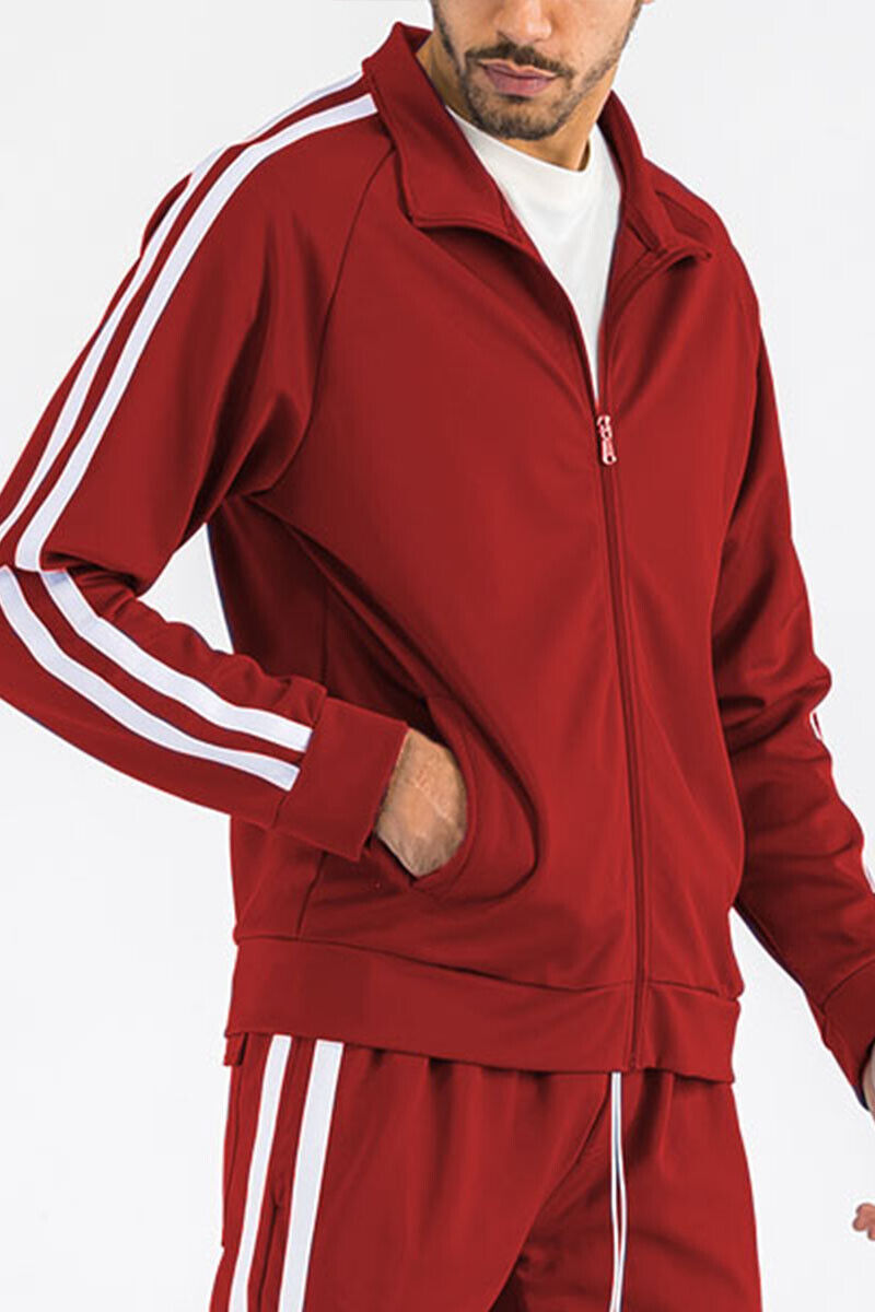 Two Stripe Full Zip Casual Activewear Sweat Track Jacket Two Stripe Full Zip Casual Activewear Sweat Track Jacket