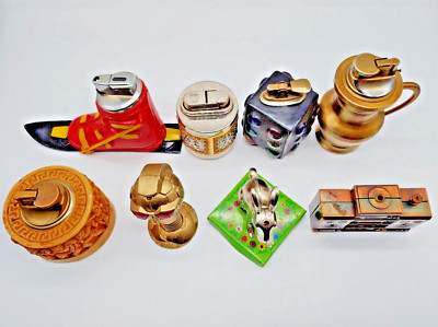 #SE1415# Retro Tischfeuerzeug Gasfeuerzeuge Sammlung (8 Stück) Vintage schön