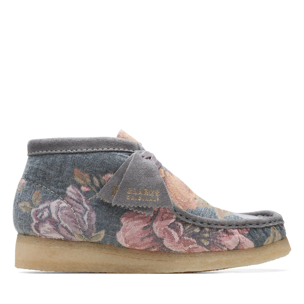 26169842] Womens Clarks WALLABEE BOOT BLUE FLORAL | eBay