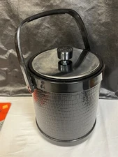 Mid Century Faux Alligator & Chrome Ice Bucker Plastic Atapco Made in USA