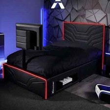 X ROCKER Oracle RGB TV Gaming Bed 32" TV Mount 3ft 4ft 4ft6 Storage LED Lighting