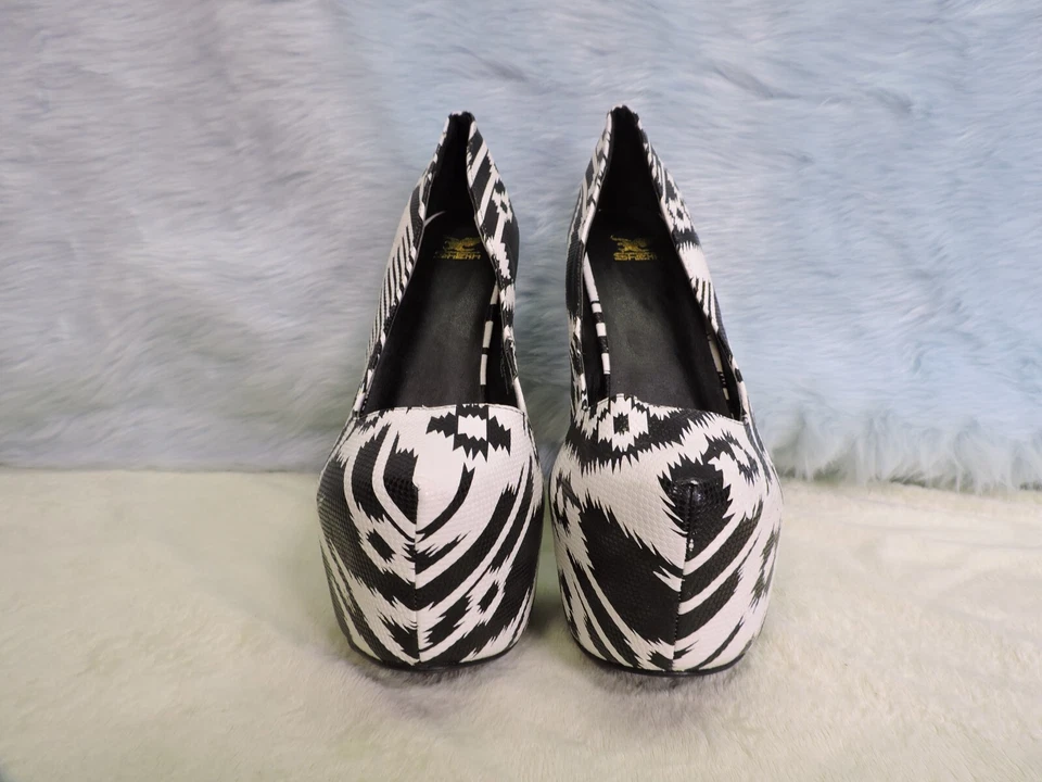 Shiekh Plataformas Estampadas Blanco y Negro Talla Mujer 10 Hombre 8.5 Foto 4 de 4
