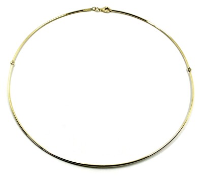 18K YELLOW GOLD RIGID NECKLACE CHOKER CHAIN, TUBE