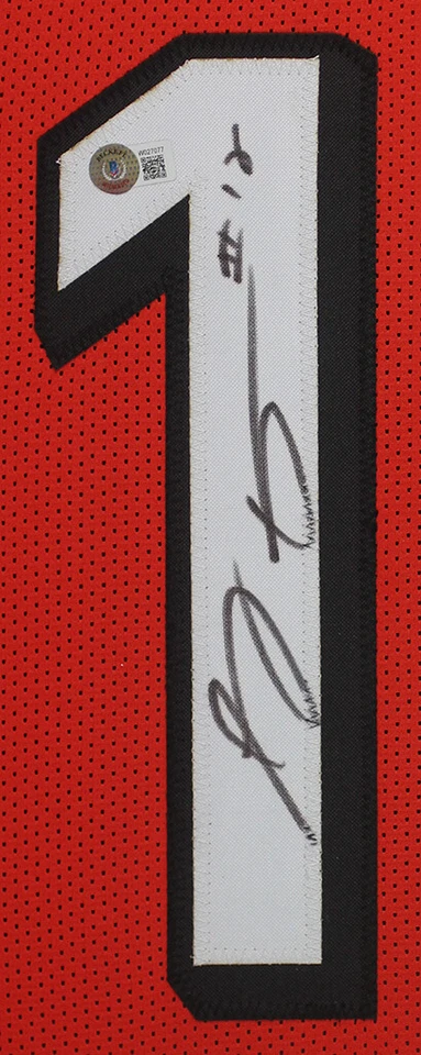 A. J. Camiseta Cincinnati verde autografada e emoldurada laranja autografada Beckett certificado de autenticidade - Imagem 2 de 4