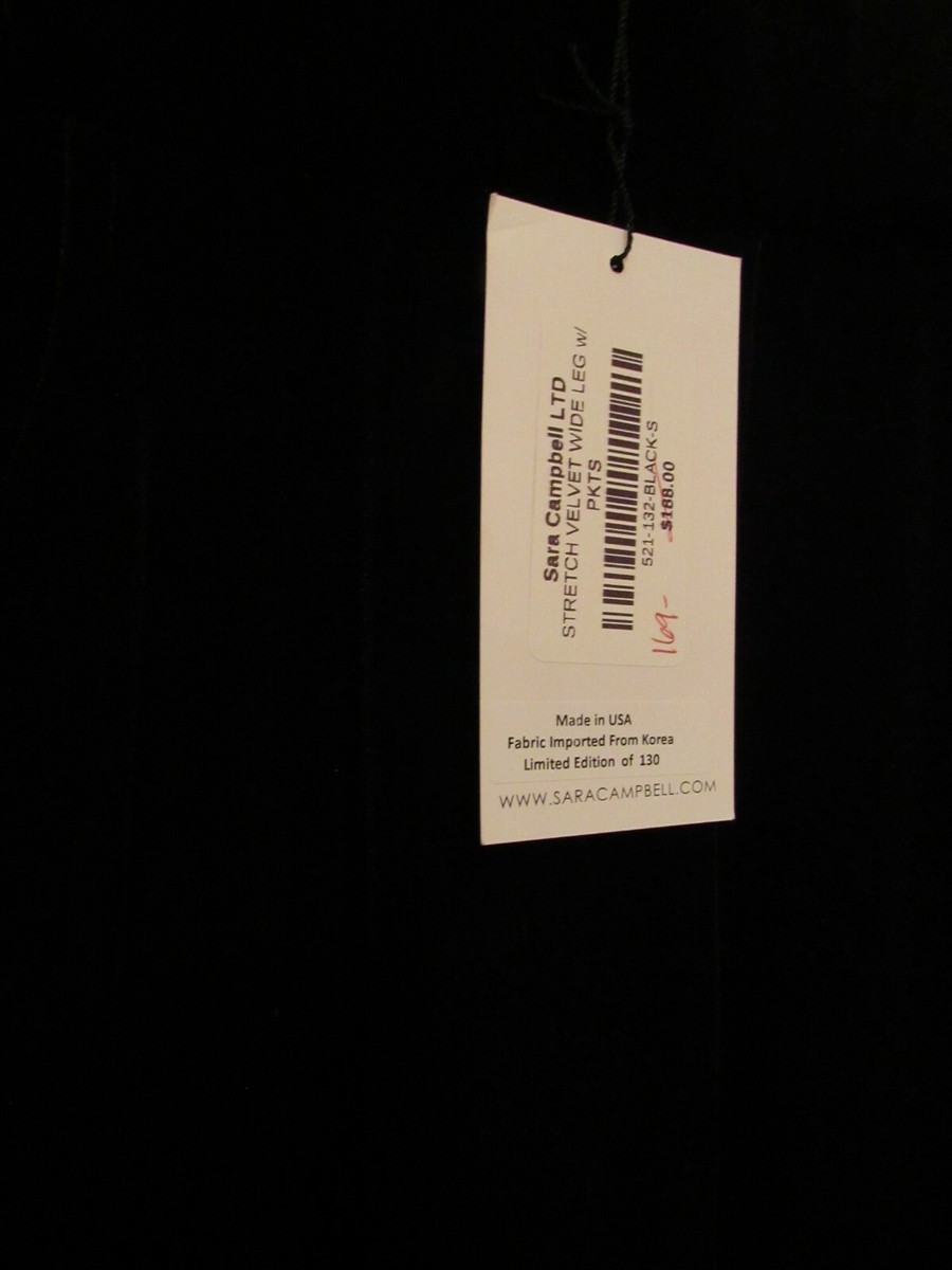 Sara Campbell Merritt Velvet Wide Leg Black Pant Small NWT $188