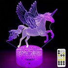 Acrylic 3D Unicorn LED Night Light Bedroom Child 7 Colors Changing Bedside Lamp