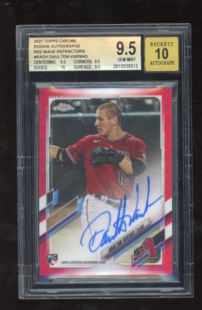 Daulton Varsho 2021 Topps Chrome Auto Rookie Red Wave Serial #D 2/5 BGS 9.5 10