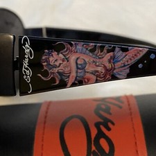 Ed Hardy Vintage Tattoo Men  s Aviator Sunglasses Mermaid Pinup Design W/ Case