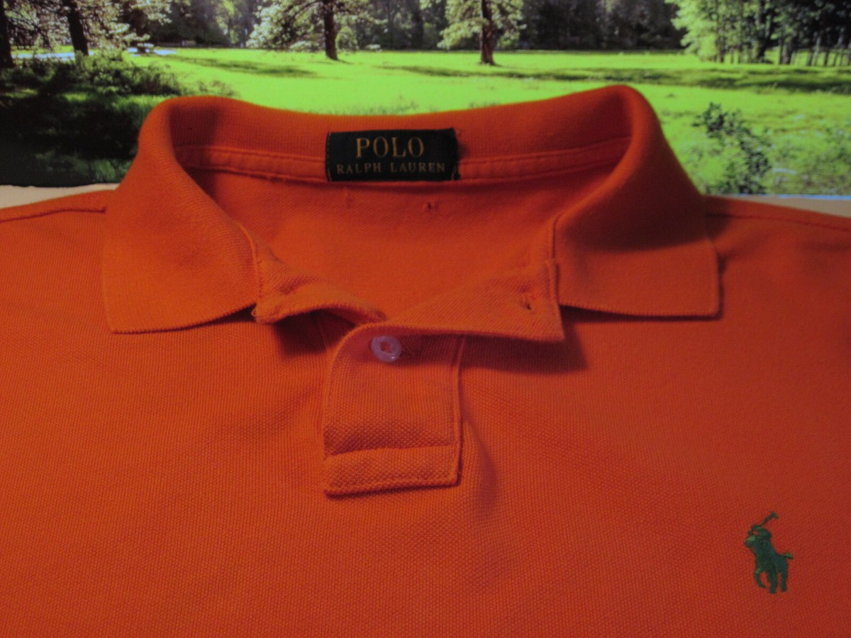 Polo Ralph Lauren Men's M Short Sleeve Solid Orange 100% Cotton