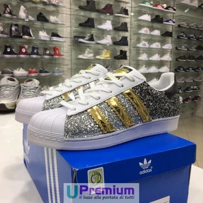 Adidas Superstar Argento Nero Oro 2018 [Prodotto Customizzato] Scarpe  ORIGINALI | eBay