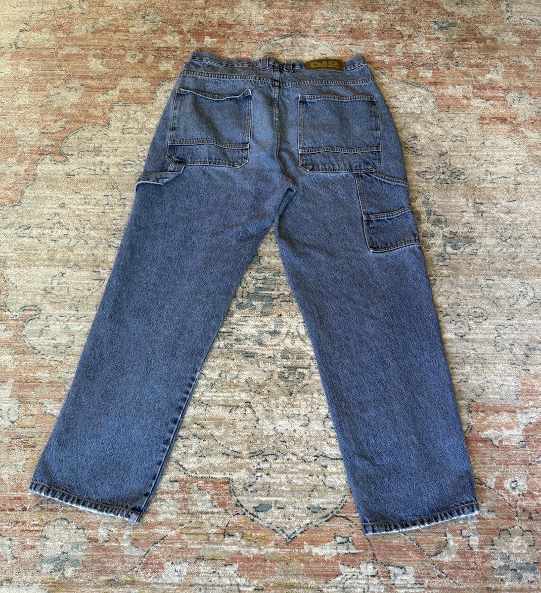 Vintage Nobu Wide Leg Carpenter Jeans Mens Baggy Big Pocket 90s Y2K Sz 38x34