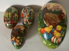 Vintage Paper Mache Easter Eggs Made In Western Germany Lot Of 4