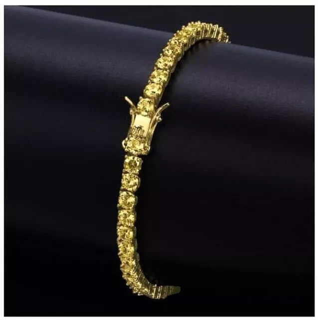 10Ct 4mm Lab-Created Yellow Citrine Tennis Bracelet in 14K Gold Plated