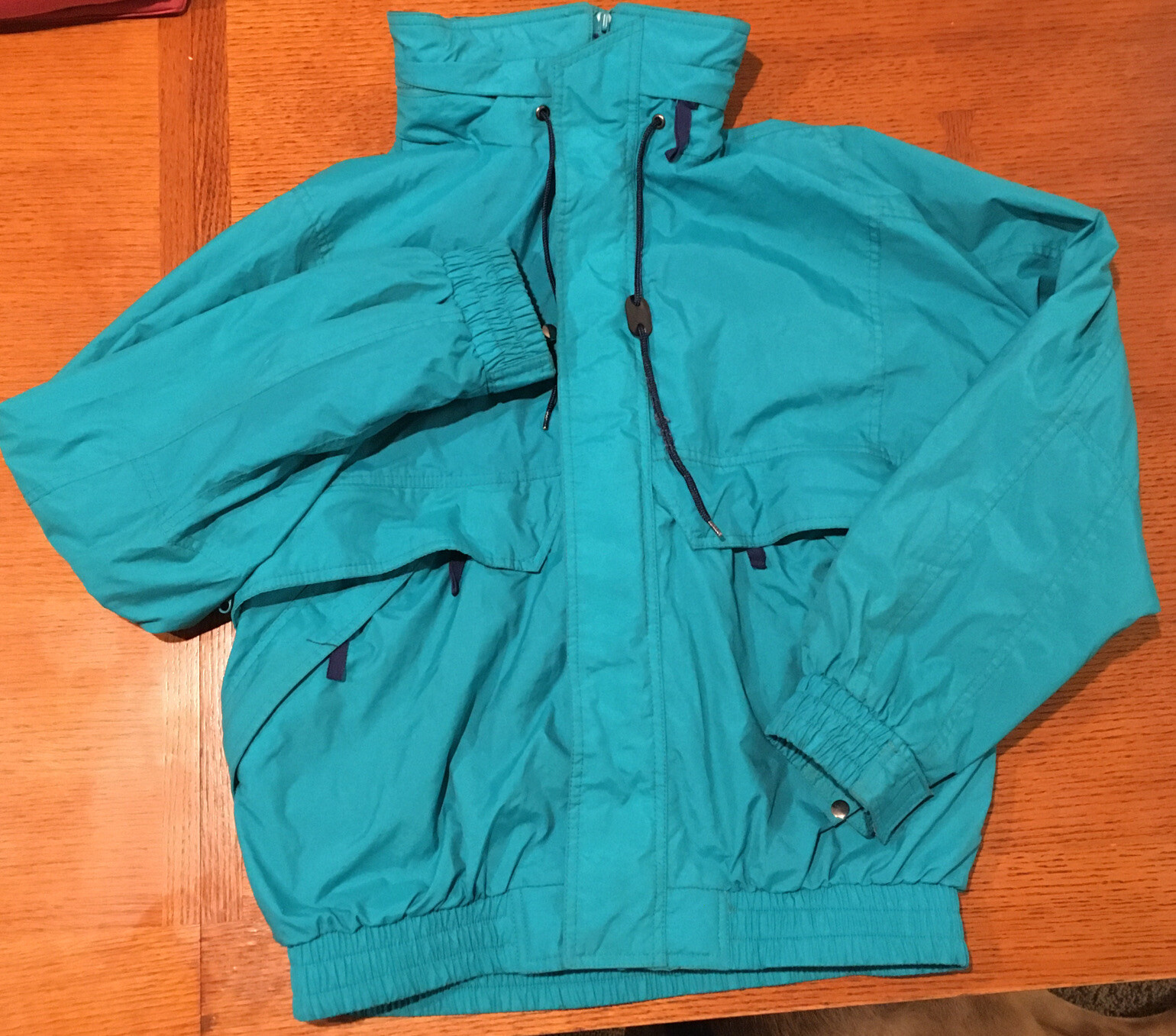 1990s Eddie Bauer Jacket Green Hooded Zip Up Ski Coa… Gem