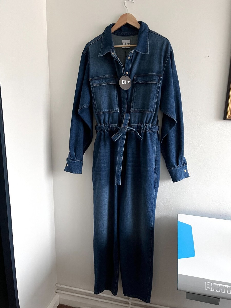 Donna IDA The Very Relaxed Denim Jumpsuit Free Spirit Blue Size