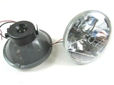 7'' Clear Tri Bar H4 Headlights Black Center Dot, Clear Turn Signal Lens W91216B