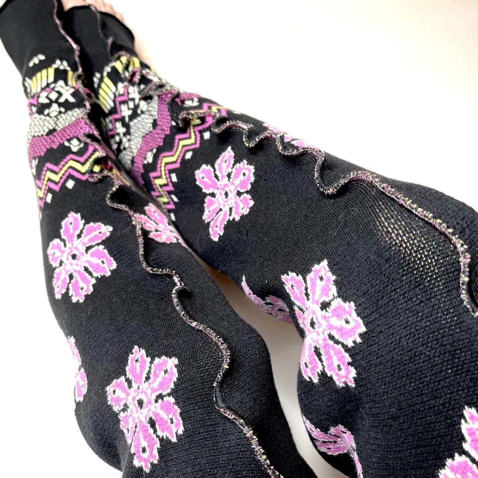 Suéter Tejido Floral Sobre la Rodilla Calcetines Rosa Calentadores de Piernas Negro Hasta los Muslos Nuevo Foto 2 de 4