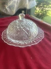 Vintage Anchor Hocking Crystal Etched Butter Dish with Lid