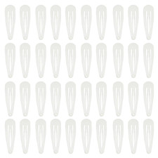 40 Counts White Color Metal Snap Hair Clips 2 Inch Barrettes for Women Accessori