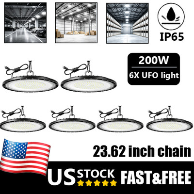 6X High Low Bay LED Light 200W UFO Industrial Workshop Warehouse Factory Lamp