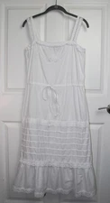 VTG 80s Young Edwardian Arpeja White Cotton Crochet Lace Sundress Tie Pullover M