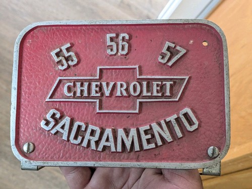 Chevrolet Chevy 55 56 57 Car Club Plaque Sacramento California Advertising Plate