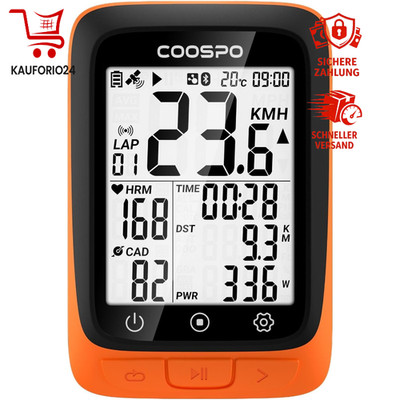 Fahrradcomputer GPS Kabellos Bluetooth 5.0 ANT+ 2,4 Zoll LCD mit