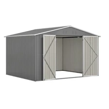 10X8 FT Outdoor Storage Shed,Galvanized Steel Metal Garden Shed,Lockable Doors
