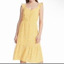 BB Dakota Steve Madden Women's Yellow Midi Tiered Sleeveless Dress Sz XS NWT