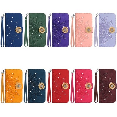 Diamond Sunflower Wallet Phone Case For Motorola G Stylus G Power G 5G G Play