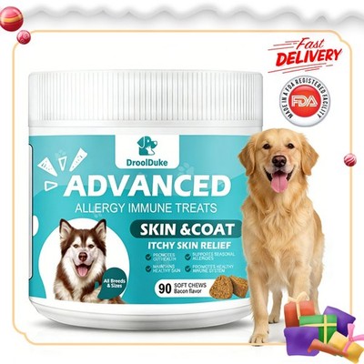 Allergy Chew Supplement for Dogs, Seasonal Allergy, Skin & Coat, Gut 90 Chews